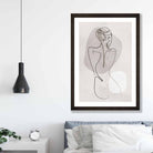 Grey Beige Abstract Line Art Female Fashion Art Poster No 2