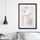 Grey Beige Abstract Line Art Female Face Art Poster No 3