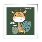 Cute Giraffe Poster on Dark Green Jungle Kids Wall Art