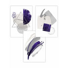Abstract Purple Silver Watercolour Shapes Set of 3 Prints