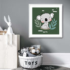 Cute Koala Poster on Dark Green Jungle Kids Wall Art