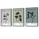 Boho Botanical Art, Set of  3, Teal Green Minimalist Art Prints