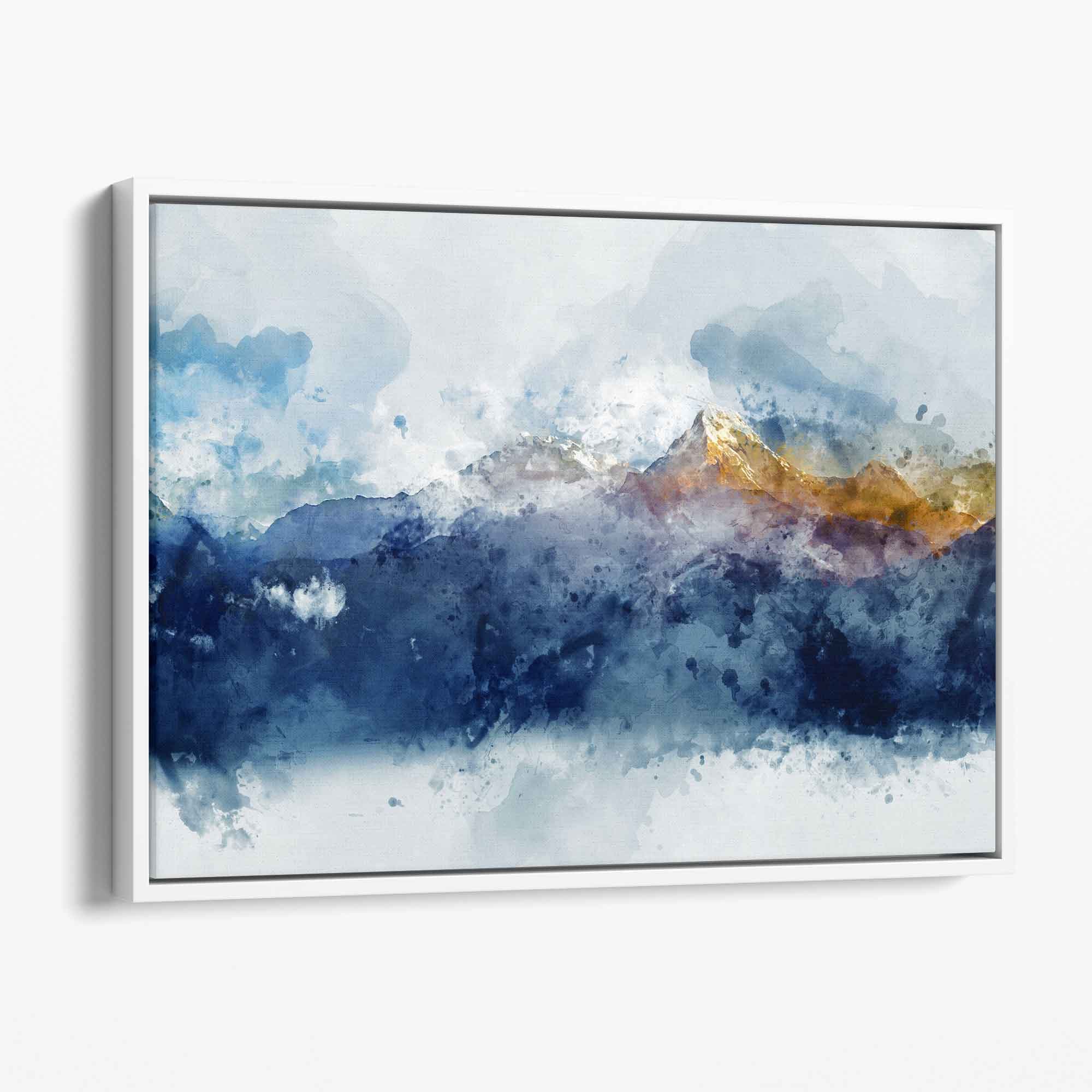 Abstract Blue and Yellow Mountains Wall Art Canvas | Abstract Landscape Print | Abstract Nature Wall Art | Abstract Mountains Poster