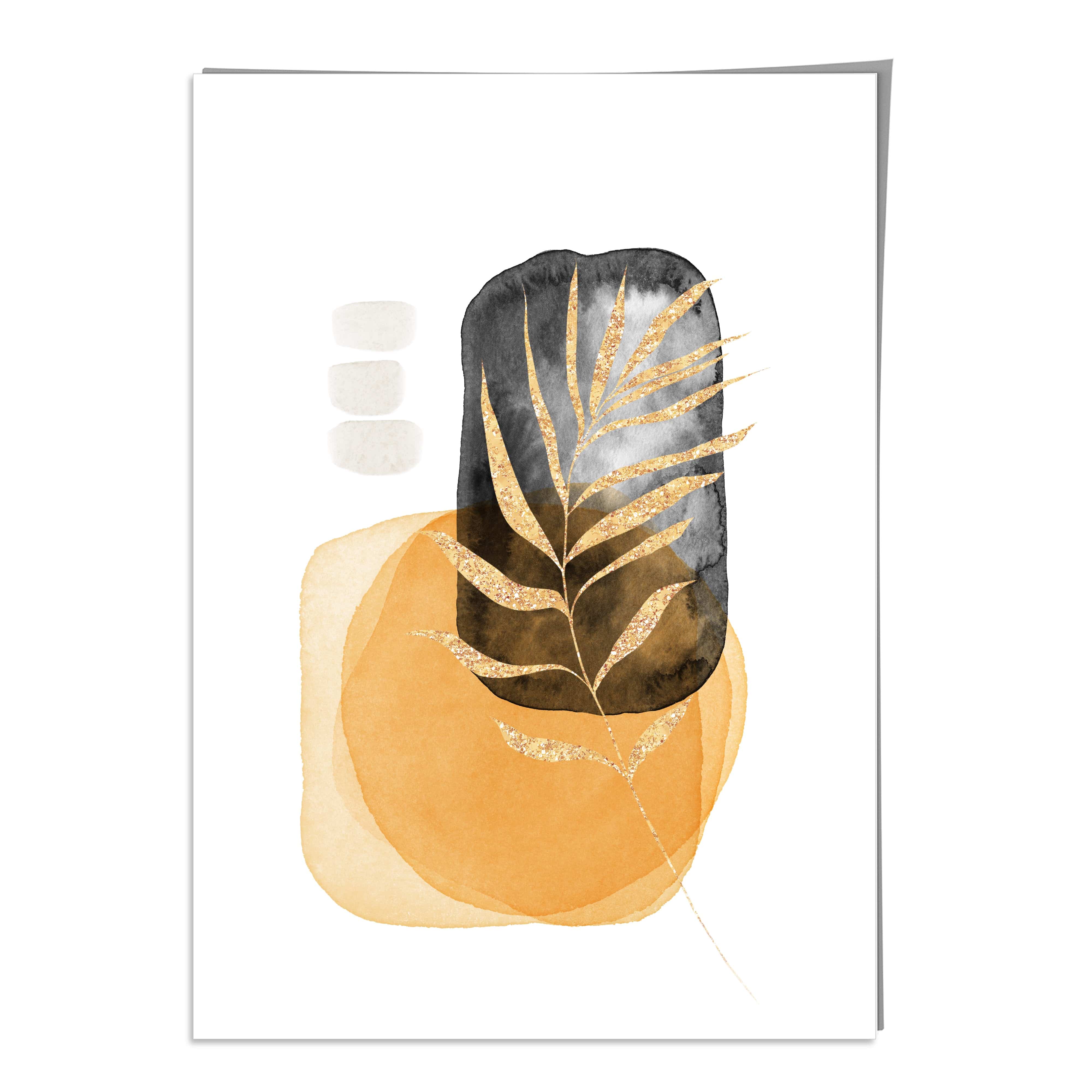 Abstract Yellow and Black Botanical No 1 Art Print