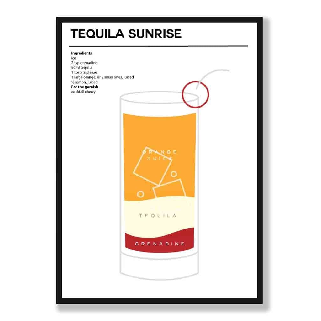 Tequila Sunrise - Minimal Cocktail Poster