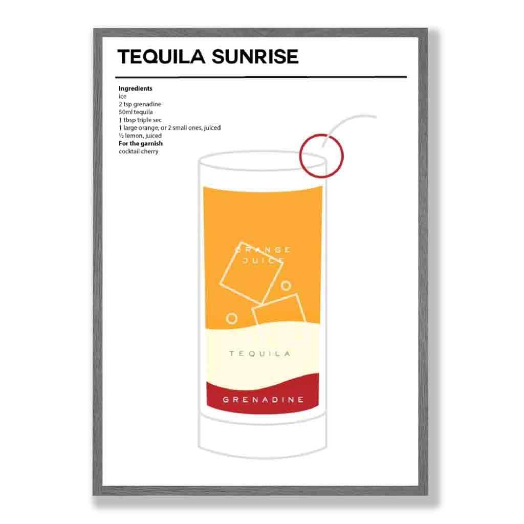 Tequila Sunrise - Minimal Cocktail Poster