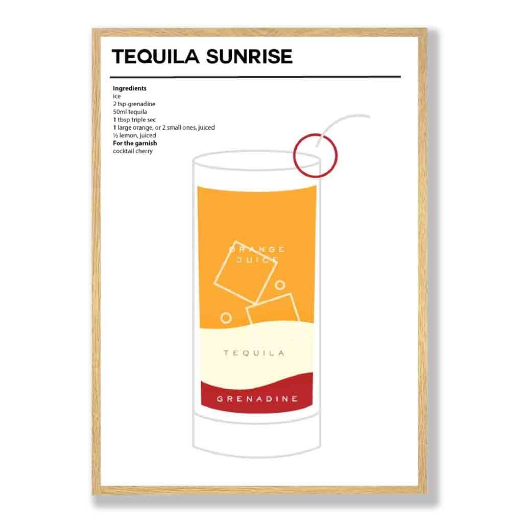 Tequila Sunrise - Minimal Cocktail Poster