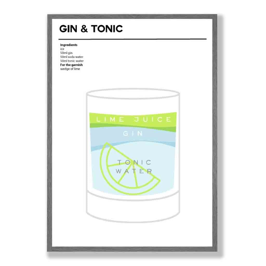 Gin and Tonic - Minimal Cocktail Poster