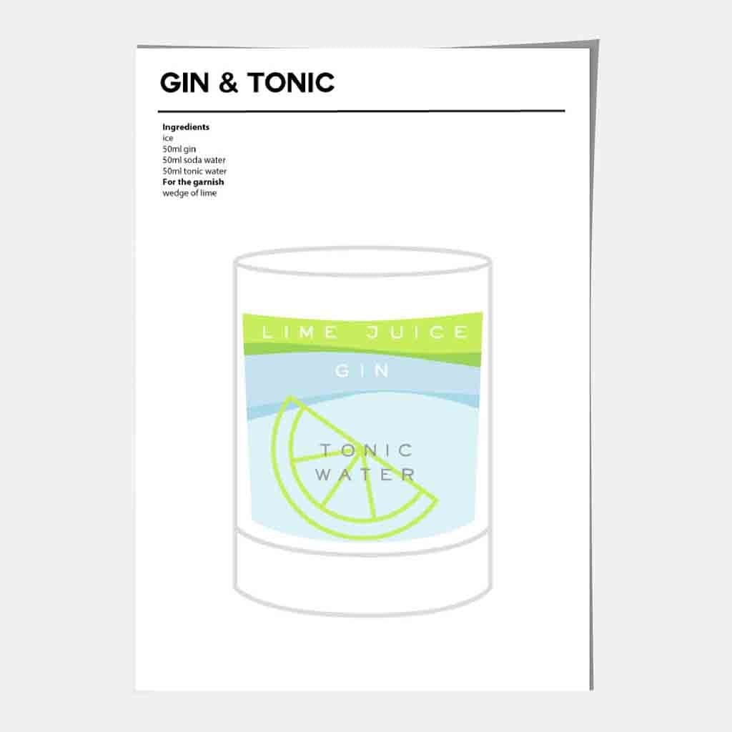 Gin and Tonic - Minimal Cocktail Poster