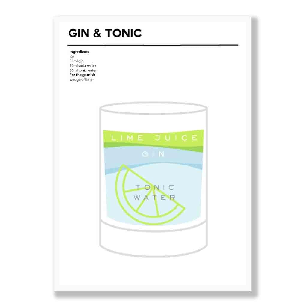Gin and Tonic - Minimal Cocktail Poster