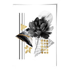 Black and Gold Abstract Flower with Geometric Shapes No 1 Wall Art Print
