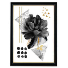 Black and Gold Abstract Flower with Geometric Shapes No 2 Wall Art Print