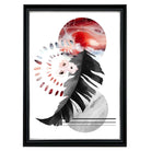 Black and Red Abstract Leaf with Geometric Shapes Wall Art Print