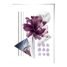 Purple and Silver Grey Abstract Flower with Geometric Shapes No 1 Wall Art Print