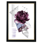 Purple and Silver Grey Abstract Flower with Geometric Shapes No 2 Wall Art Print