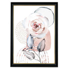 Blush Pink and Grey Abstract Floral Rose and Geometric Shapes No 2