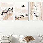 Set of 3 Beige and Black Abstract Landscape Wall Art Prints