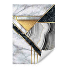 Set of 3 Black Marble and Gold Geometric Wall Art Prints