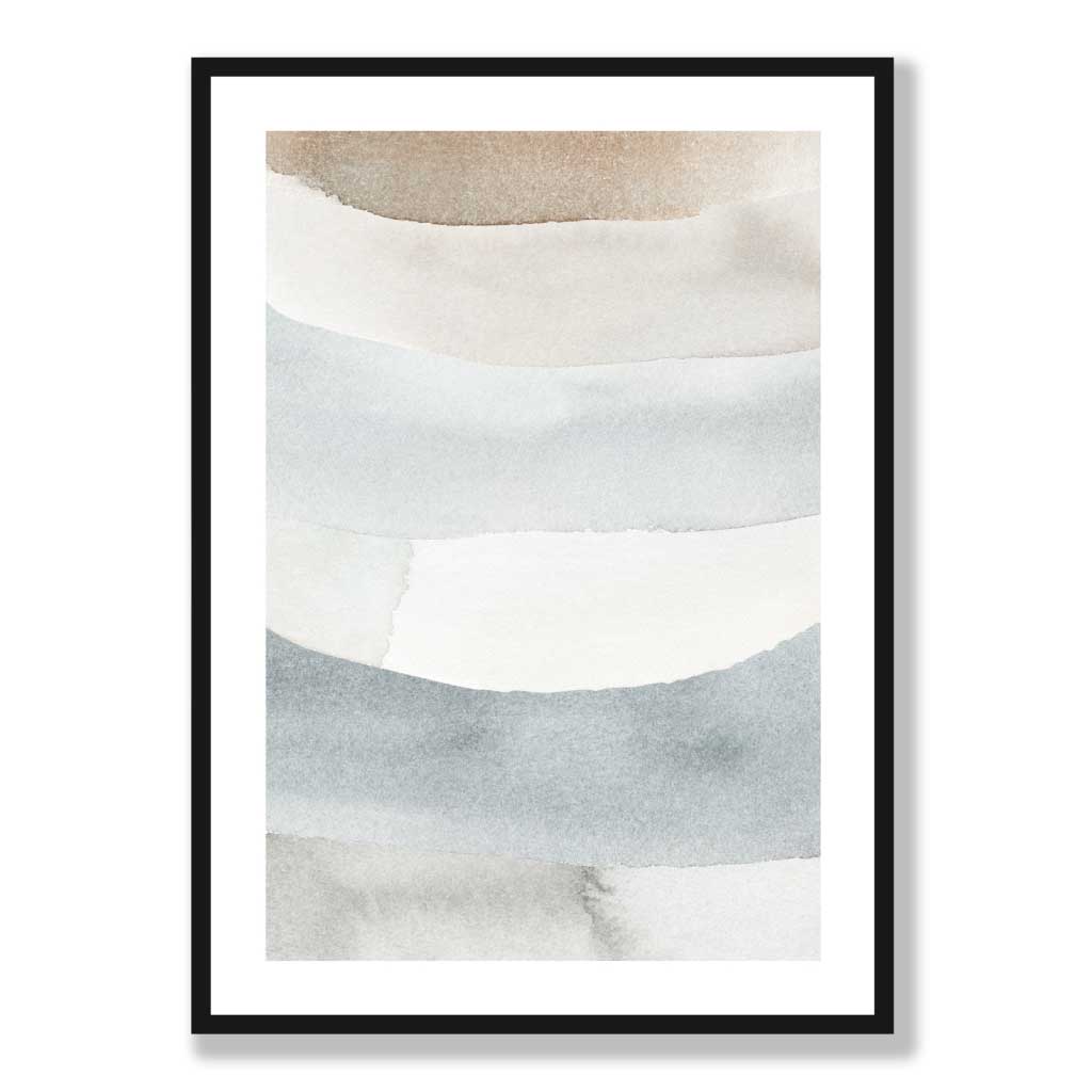 Abstract Beige and Blue Watercolour Strokes No3 Art Print