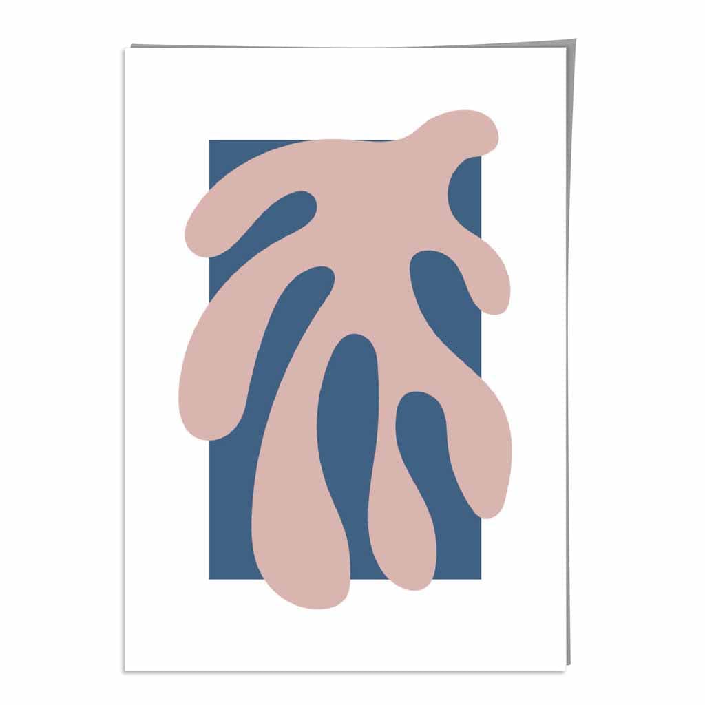 Pink and Blue Matisse Inspired Floral Wall Art Print No 2
