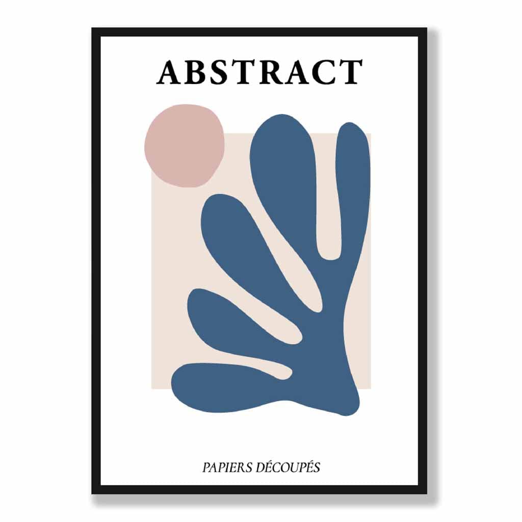 Pink and Blue Abstract Matisse Inspired Floral Wall Art Print