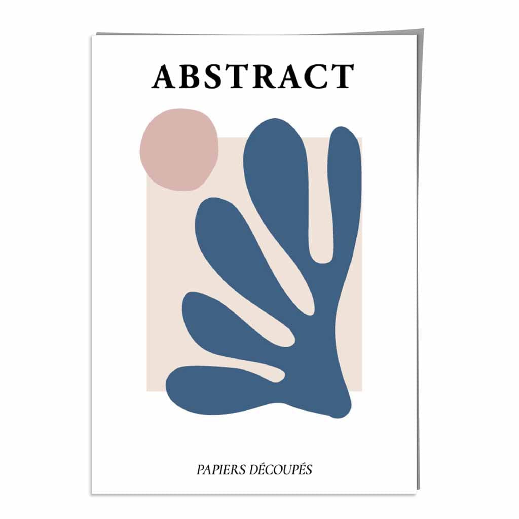 Pink and Blue Abstract Matisse Inspired Floral Wall Art Print