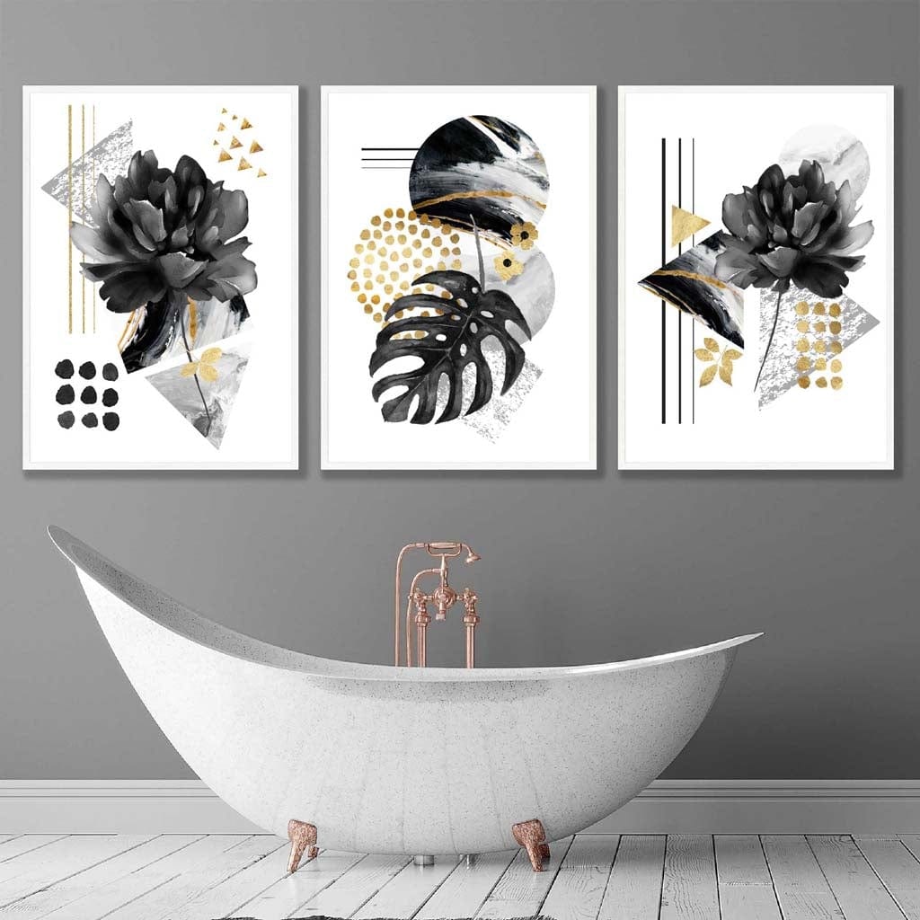 Abstract Black and Gold Botanical Wall Art Prints / Framed | Artze Wall Art UK
