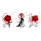 Abstract Red and Black Floral Peony Wall Art Prints
