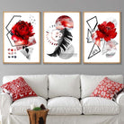 Abstract Red and Black Floral Peony Wall Art Prints