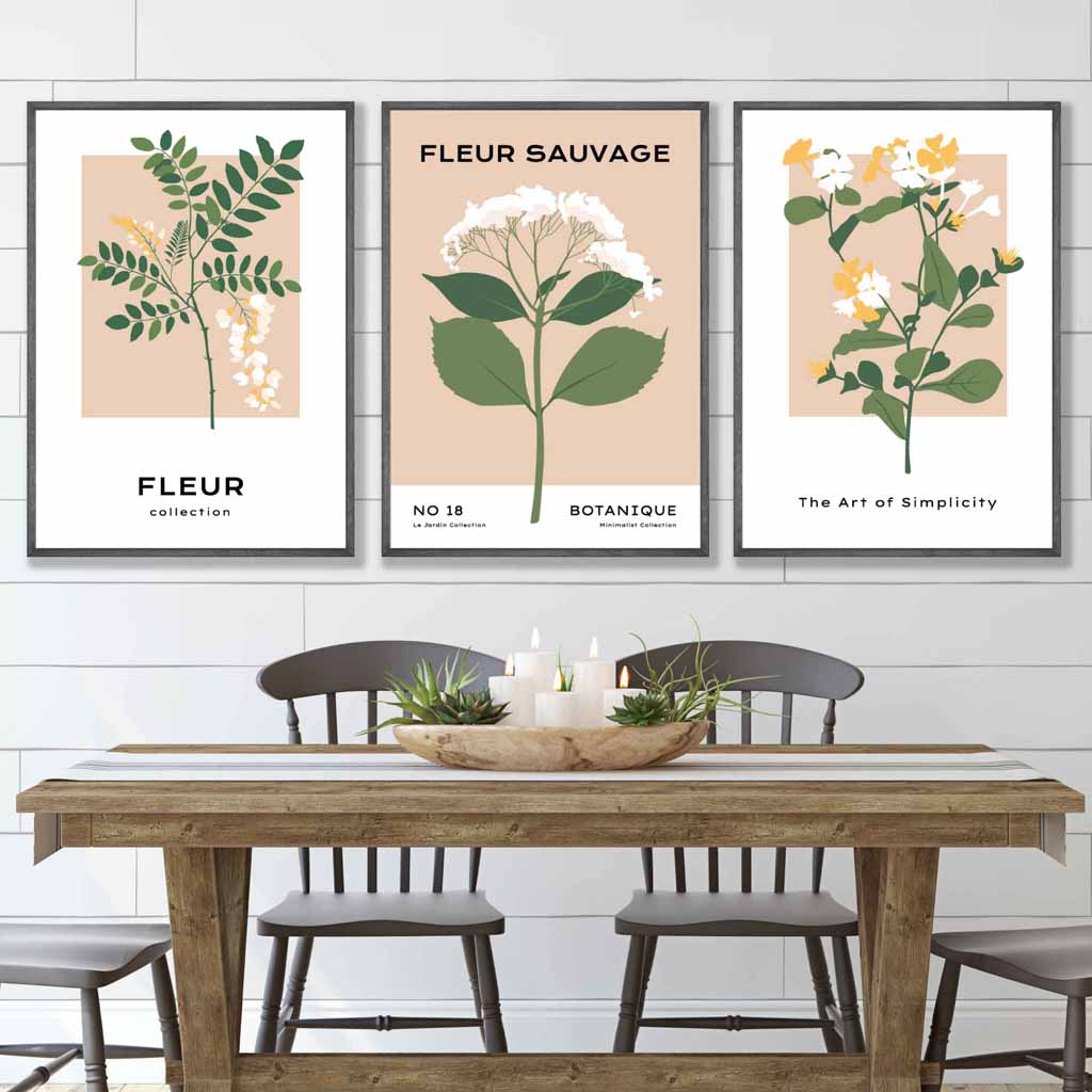 Vintage Graphical Yellow Wild Flowers Set of Wall Art Prints – Artze Wall  Art