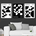 Bauhaus Style Graphical Black & White Geometric Set of 3 Wall Art Prints