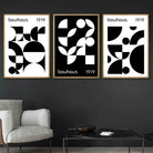 Bauhaus Style Graphical Black & White Geometric Set of 3 Wall Art Prints
