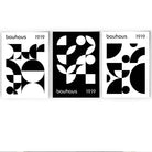 Bauhaus Style Graphical Black & White Geometric Set of 3 Wall Art Prints