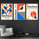 Bauhaus Red Blue & Yellow Geometric Set of 3 Wall Art Prints