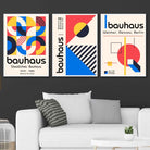 Bauhaus Red Blue & Yellow Geometric Set of 3 Wall Art Prints