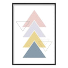 Multicolour Geometric Triangles Scandinavian Blue,Yellow,Beige Poster