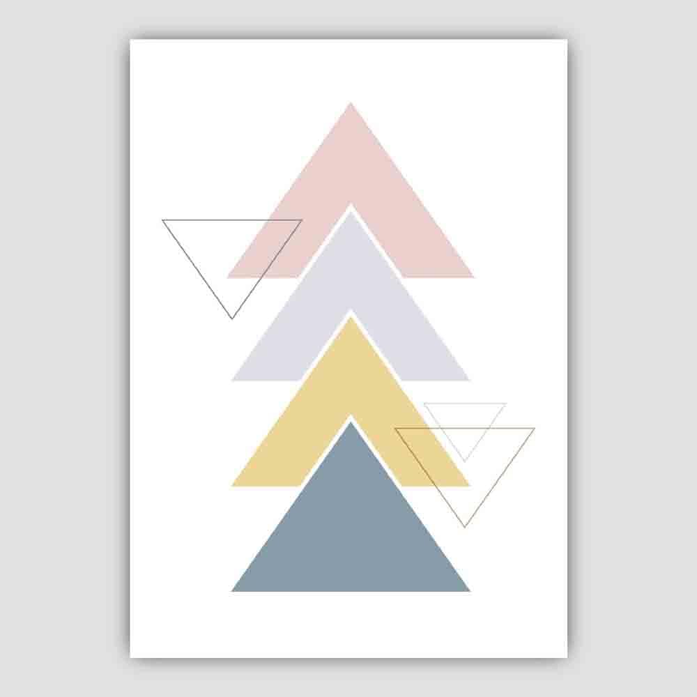 Multicolour Geometric Triangles Scandinavian Blue,Yellow,Beige Poster