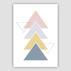 Multicolour Geometric Triangles Scandinavian Blue,Yellow,Beige Poster