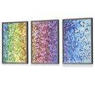 Set of 3 Abstract Colourful Rainbow Petals Framed Art Prints | Artze Wall Art UK