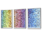 Set of 3 Abstract Colourful Rainbow Petals Framed Art Prints | Artze Wall Art UK