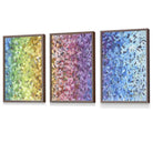 Set of 3 Abstract Colourful Rainbow Petals Framed Art Prints | Artze Wall Art UK