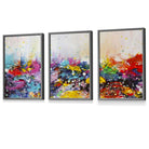 Set of 3 Abstract Colourful Paint Splashes Framed Art Prints | Artze Wall Art UK