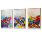 Set of 3 Abstract Colourful Paint Splashes Framed Art Prints | Artze Wall Art UK