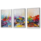 Set of 3 Abstract Colourful Paint Splashes Framed Art Prints | Artze Wall Art UK