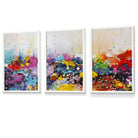 Set of 3 Abstract Colourful Paint Splashes Framed Art Prints | Artze Wall Art UK