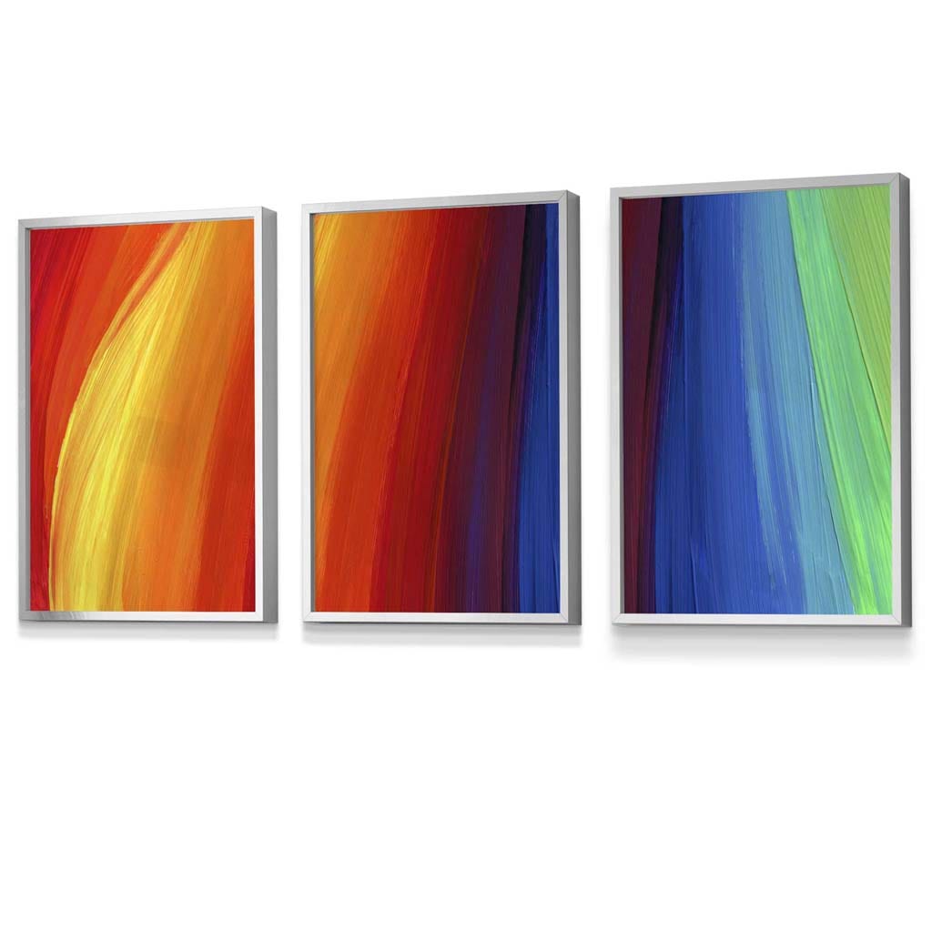 Set of 3 Abstract Colourful Rainbow Framed Art Prints | Artze Wall Art UK