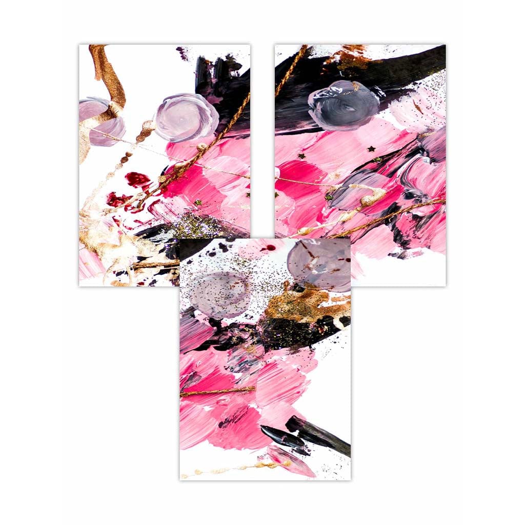 Set of 3 Geometric Abstract Pink Candy Wall Art Prints