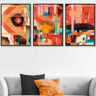 Set of 3 Modern Abstract in Red and Orange Wall Art Prints