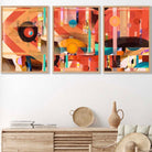 Set of 3 Modern Abstract in Red and Orange Wall Art Prints