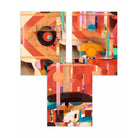 Set of 3 Modern Abstract in Red and Orange Wall Art Prints